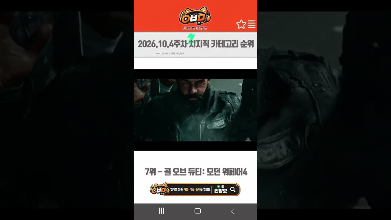 2026.10.4주차 치지직 카테고리 순위 미리보기 이미지