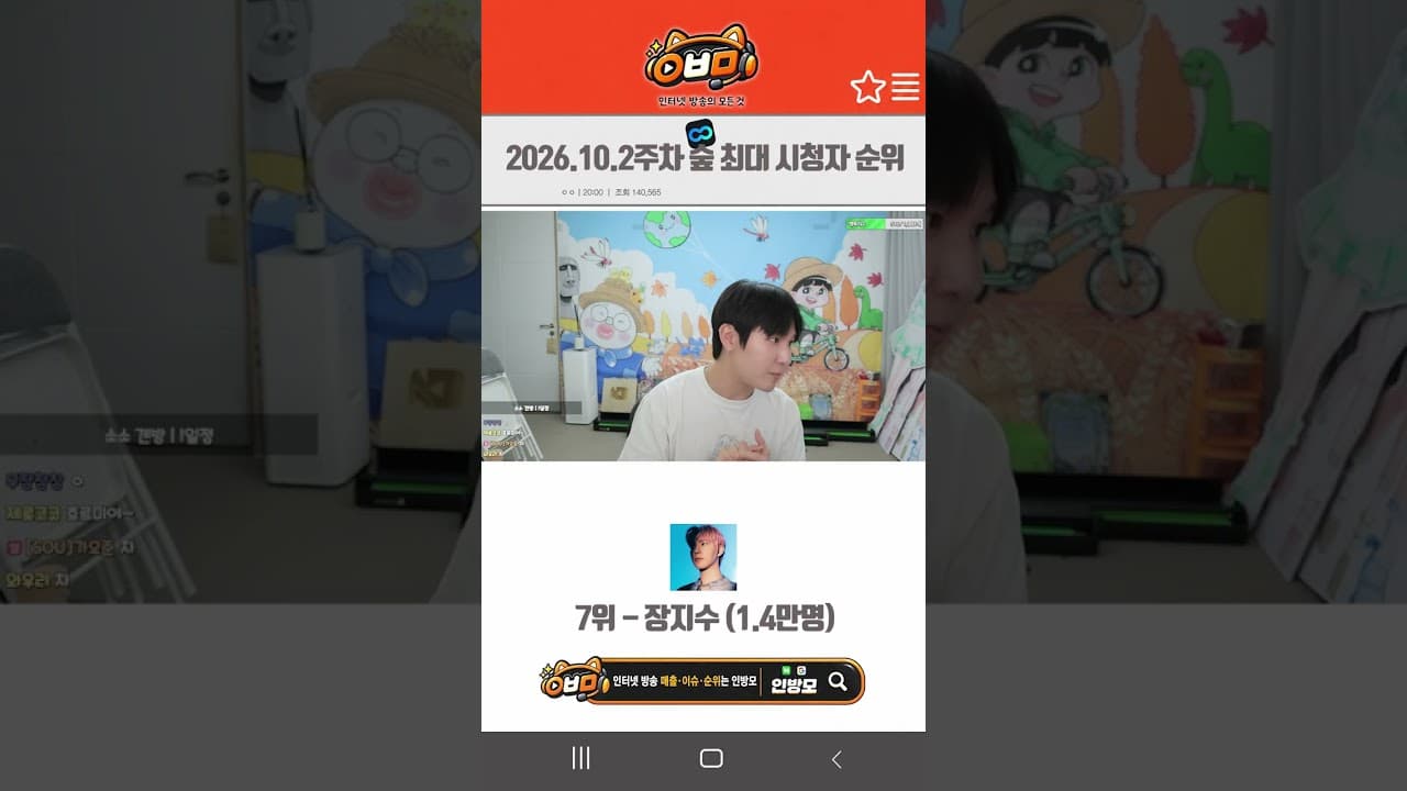 2026.12.2주차 숲 인기 스트리머 순위 미리보기 이미지