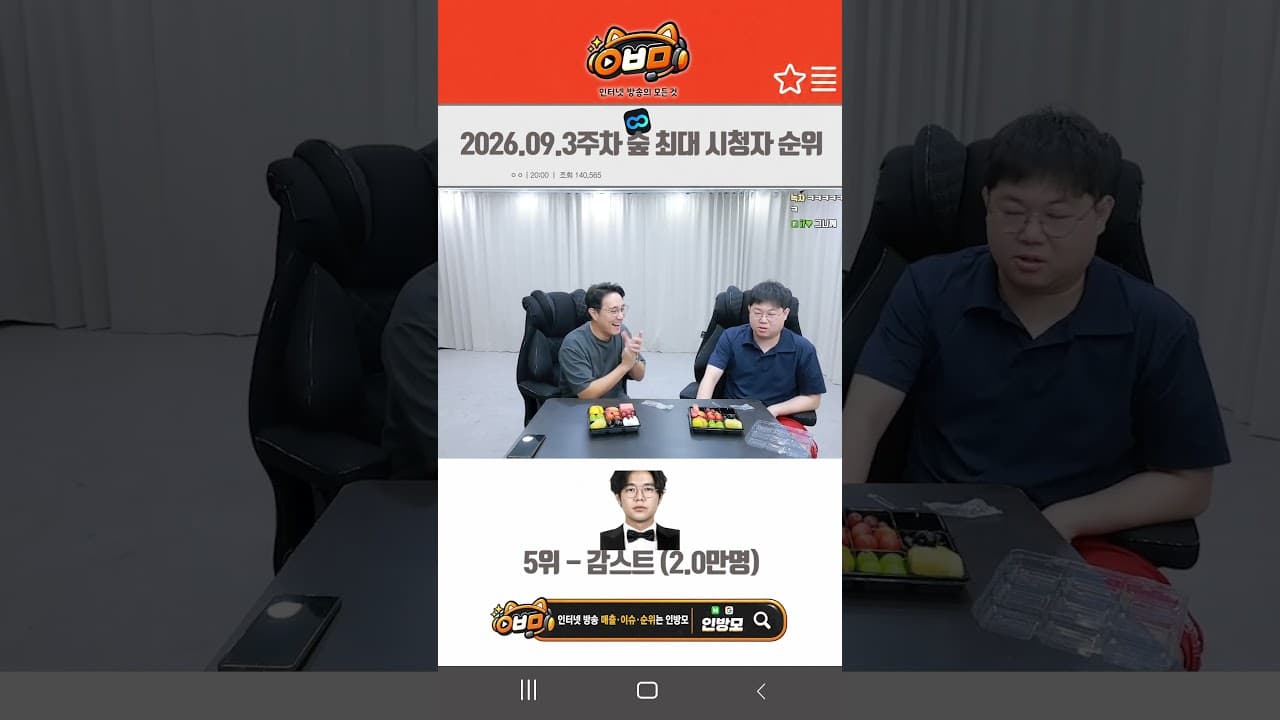 2026.09.3주차 숲 최대 시청자 순위