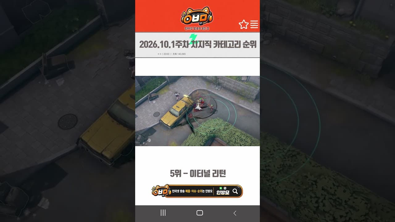 2026.10.1주차 치지직 카테고리 순위