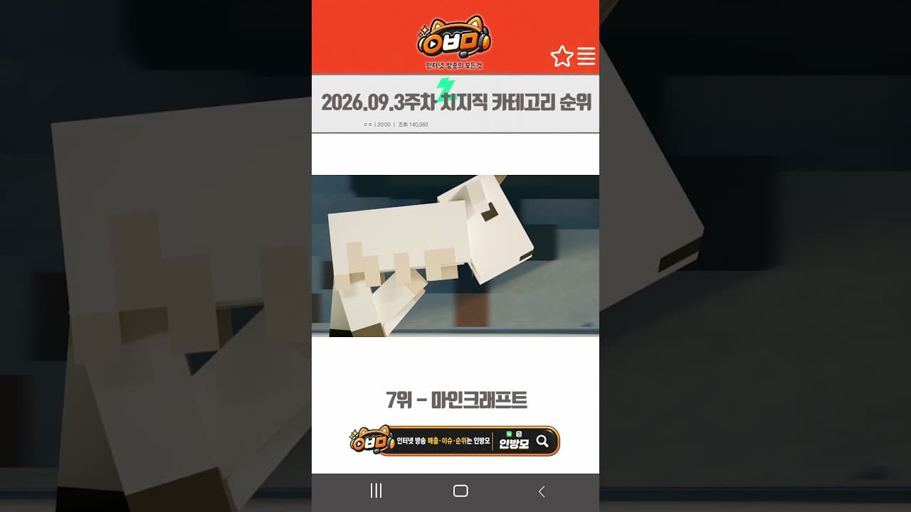 2026.09.3주차 치지직 카테고리 순위